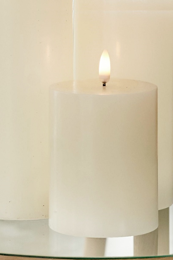 LED LIGHT/BLOCK LIGHT - BATTERY LIGHT IN WAX WITH TIMER - 12.9 CM - 6