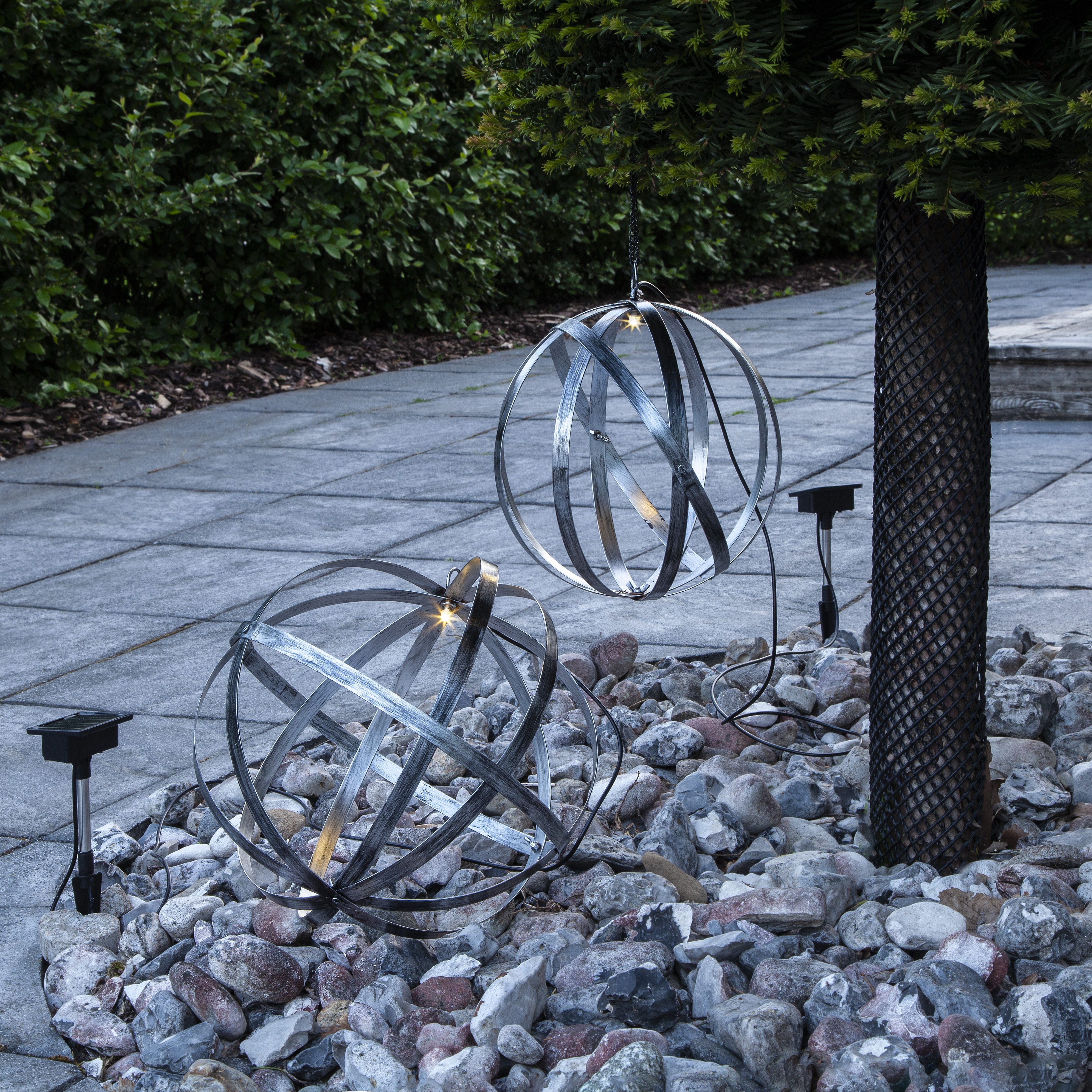 Solcellsdekoration - Bandklot - Nätklot - Klot - 25 cm - 6