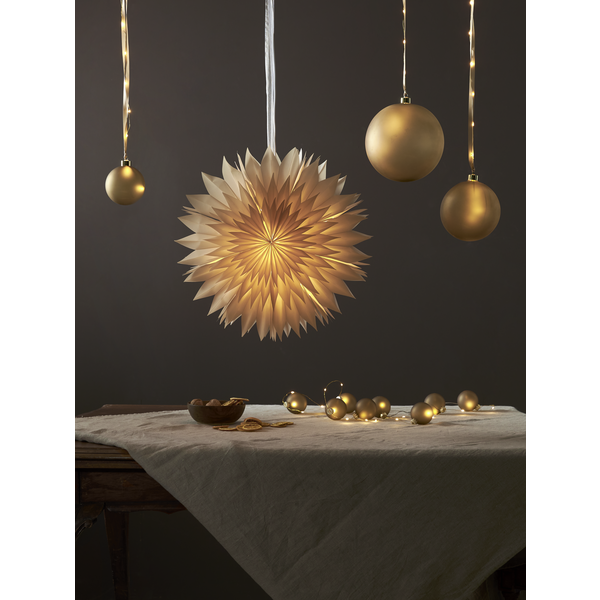String of lights with glass balls - Christmas tree balls - Battery-powered - Gold beige - 12