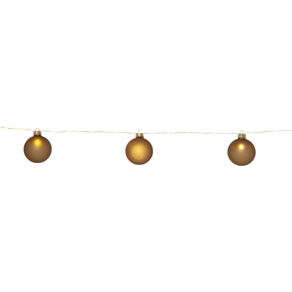 String of lights with glass balls - Christmas tree balls - Battery-powered - Gold beige - 5