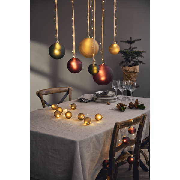 String of lights with glass balls - Christmas tree balls - Battery-powered - Gold beige - 4