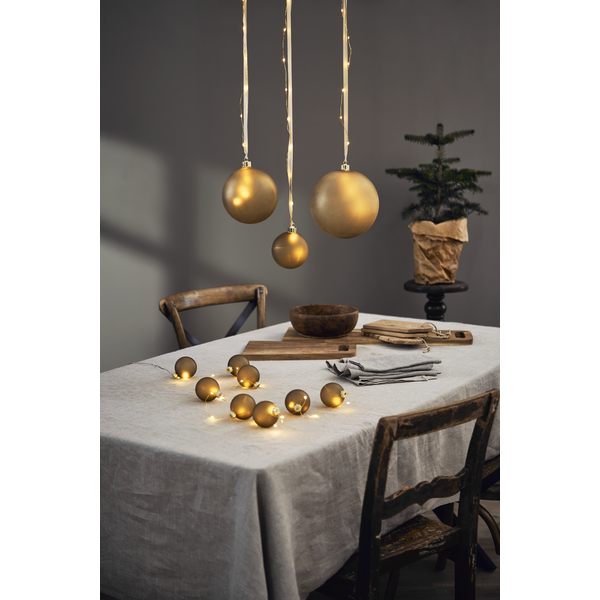 String of lights with glass balls - Christmas tree balls - Battery-powered - Gold beige - 2