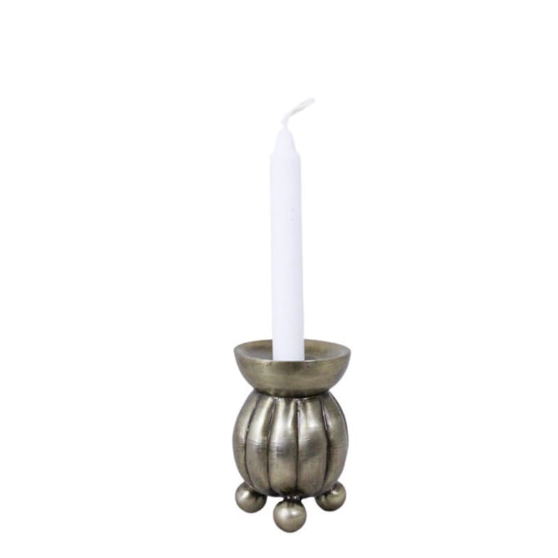 Ball candle holder - Candle holder with ball feet - Antique Brass - Small - Christmas tree lights - 3