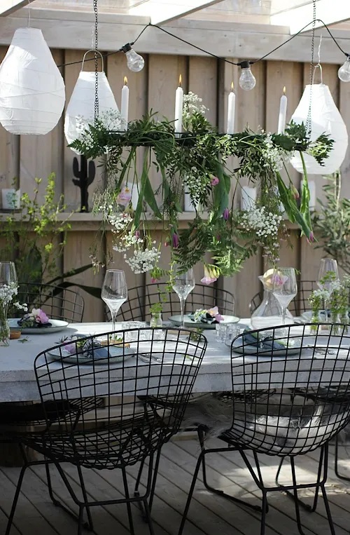 Hanging candle holder with basket - 80 cm - 4