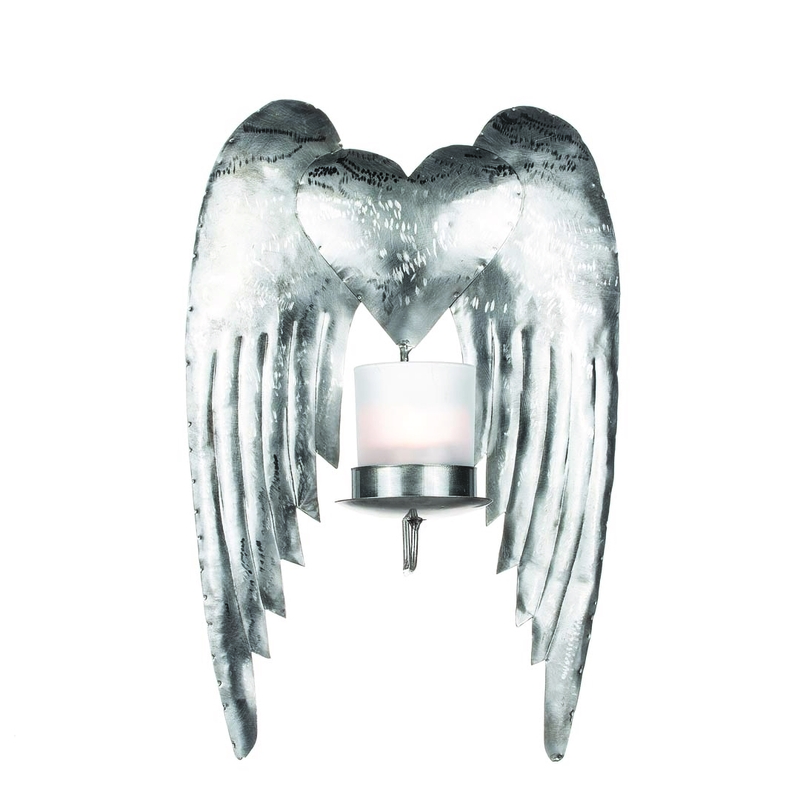 Wall candlestick - Lantern - Angel wings - 32 cm - 2