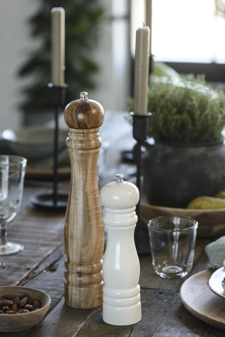 Salt & Pepper Mill - White - 2-pack - Ø5.5 x 21.5 cm - 2