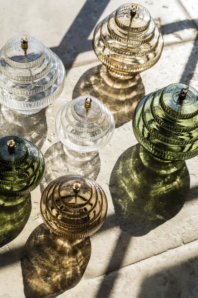 Oil lamp - Green - Glass - Medium - Brass - Ø 15 x 17.5 cm - 6