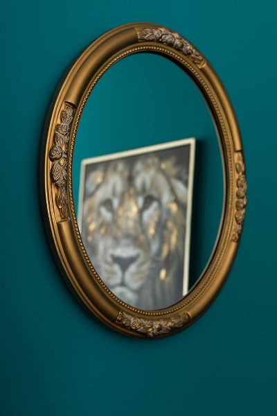 Oval mirror - Wall mirror - Gold - 57x47 cm