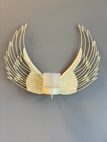 Väggljusstake - Lykta - Änglavingar - Guld/Cremevit - 32 cm - 2