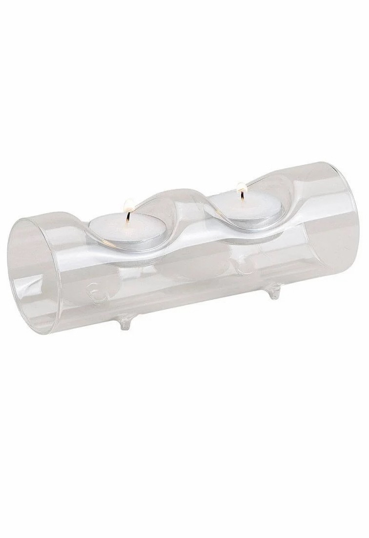 Ljusstake/Ljuslykta i glas - 17x5x5 cm - 2