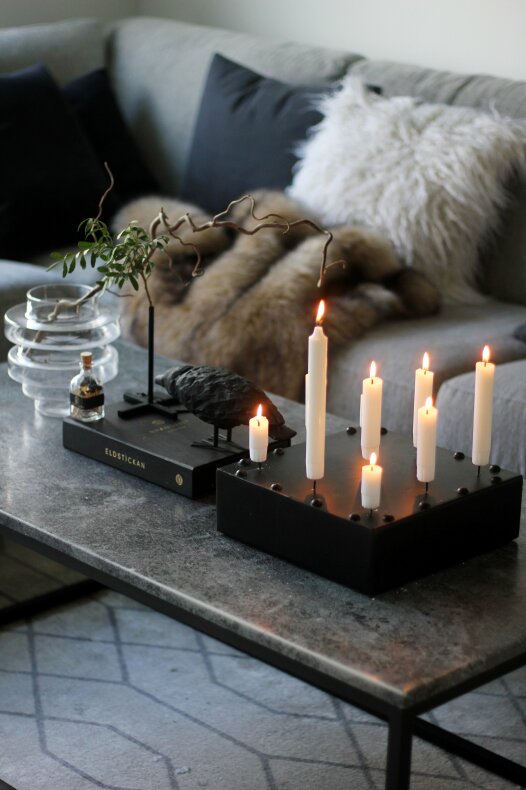 Candle tray - Stumpastake - Candle holder with storage - Black - 22x8 cm - 3