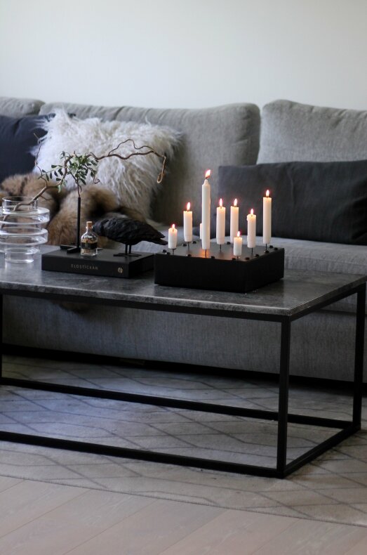 Candle tray - Stumpastake - Candle holder with storage - Black - 22x8 cm - 5