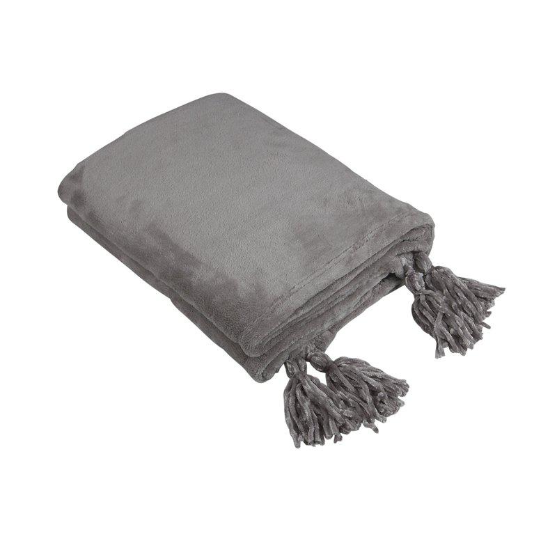 Throw - Blanket with tassels - Light grey - 130x150 cm - 2