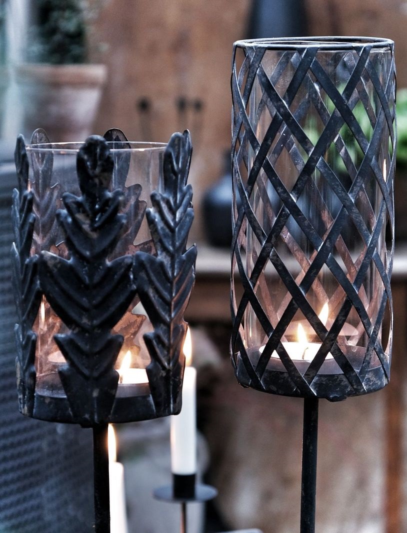Candlestick - Lantern on a stick - Oak leaf - 118 cm - 4
