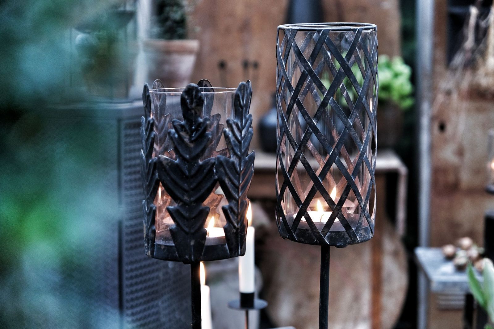 Candlestick - Lantern on a stick - Oak leaf - 118 cm - 3