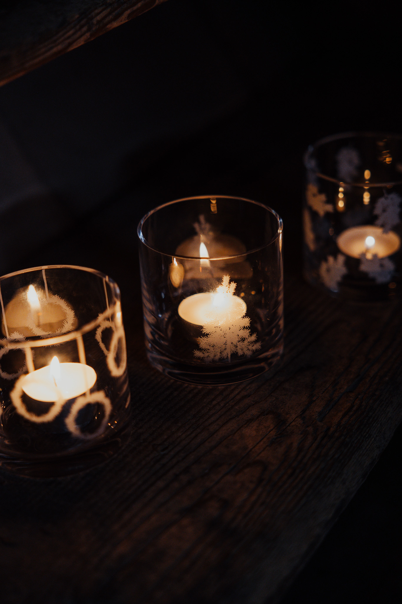 Wreath - Candlestick - Lantern - Glass - 8x8 cm - 4