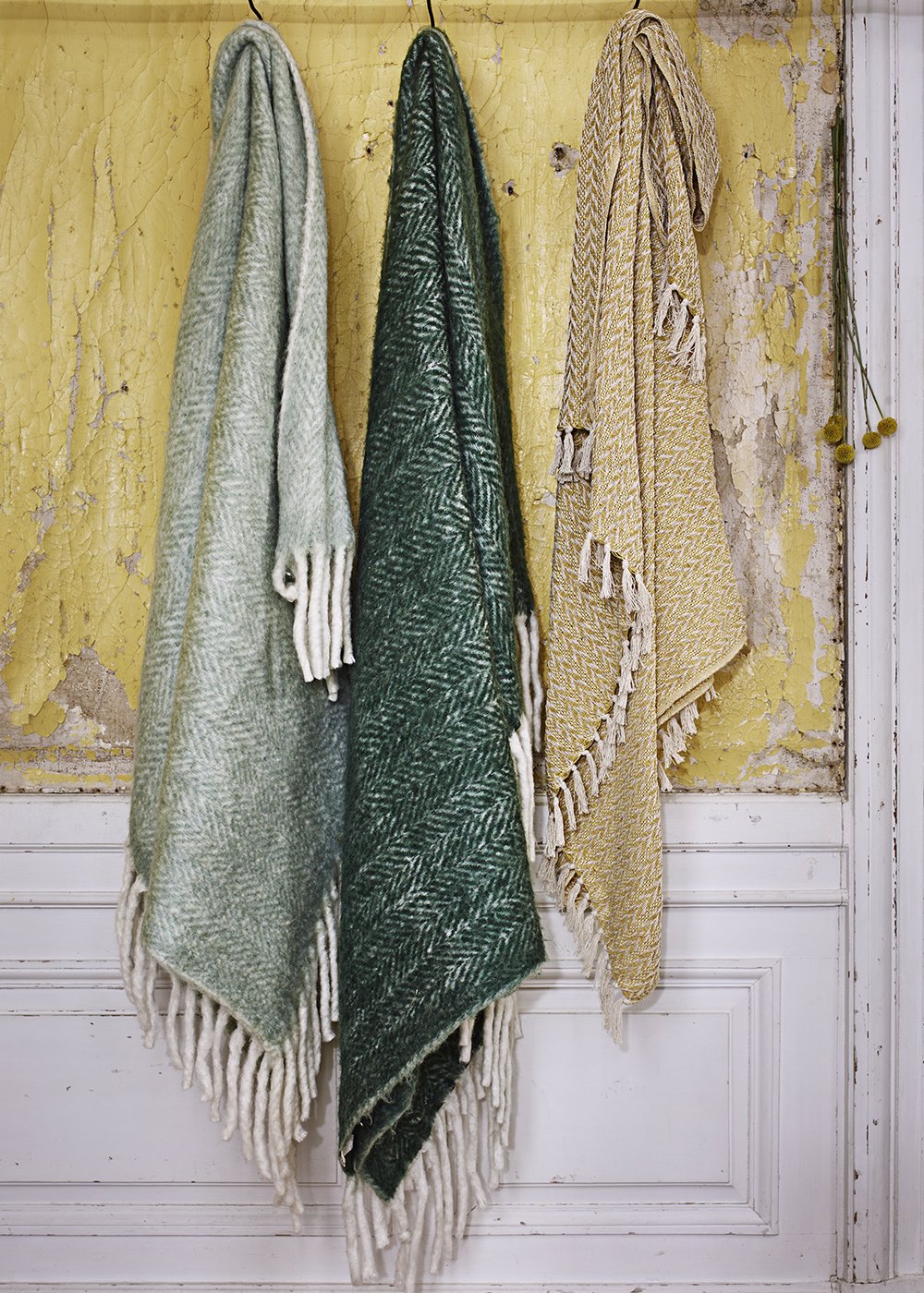 Throw - Blanket - Wool - Light green/White - 4