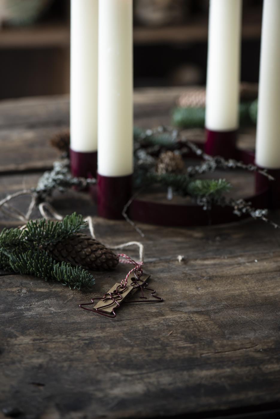 Advent numbers Christmas trees 1-4 with natural string - Metal - Red - 4