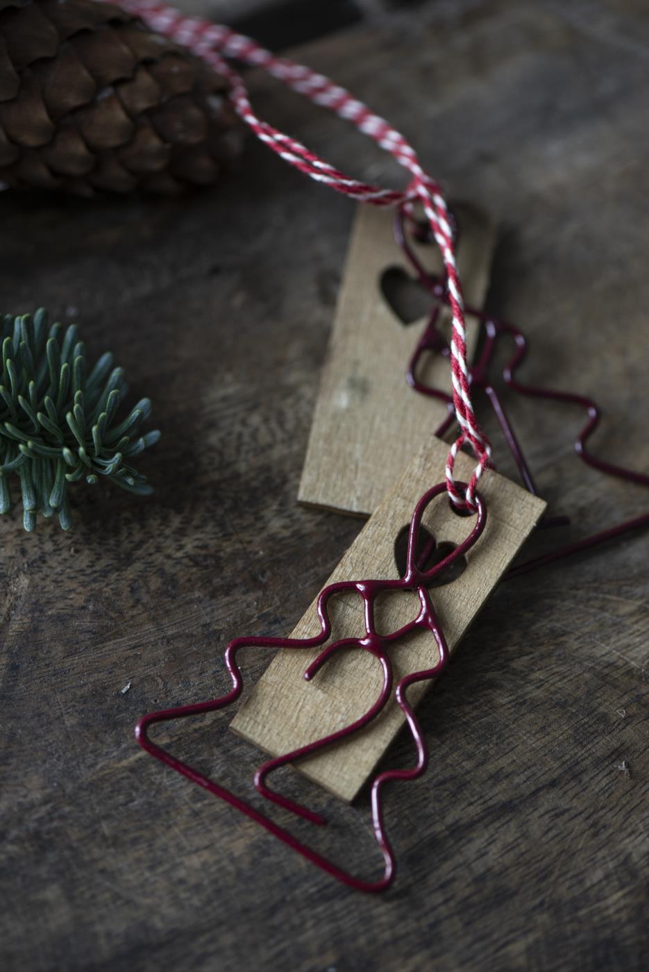 Advent numbers Christmas trees 1-4 with natural string - Metal - Red - 2