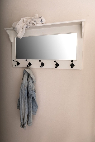 Klädhängare - Hatthylla med hylla och spegel - 95x49 cm - 2