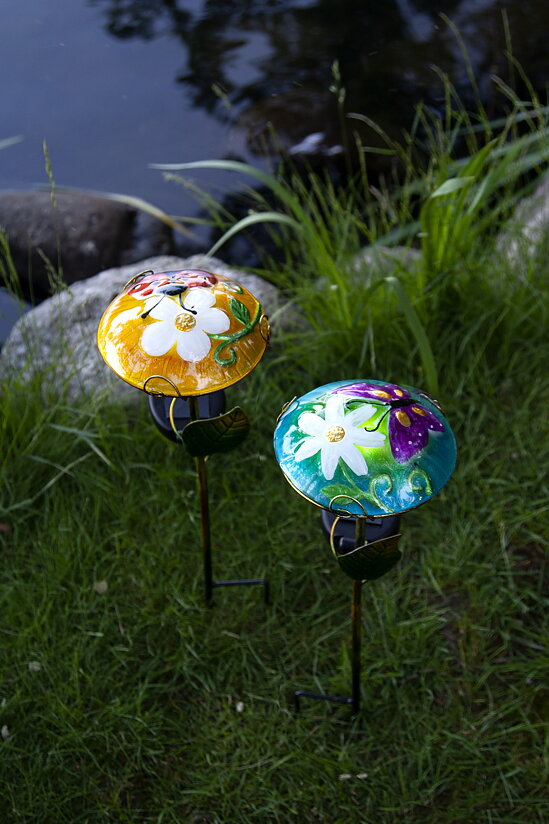 Solar cell decoration with painted butterfly - 2