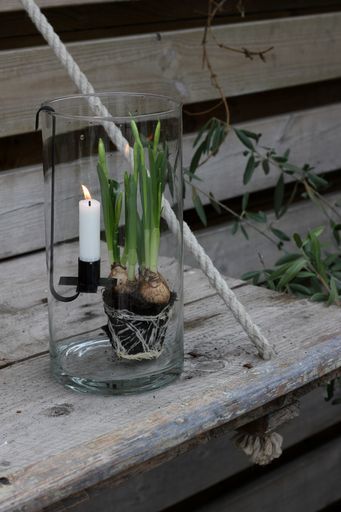 Hanging candle holder - Cross - Black - Taper candle - 21 cm - 6