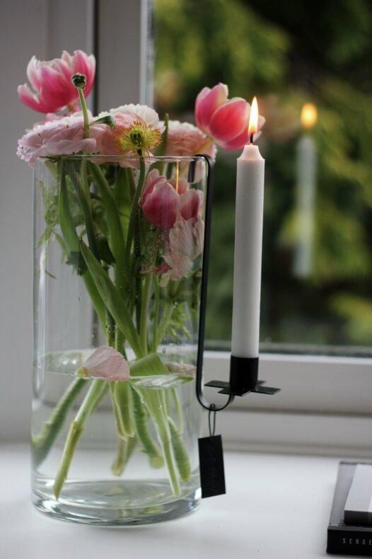 Hanging candle holder - Cross - Black - Taper candle - 21 cm - 2