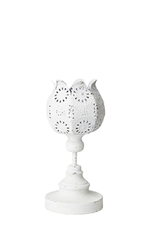 LANTERN - CANDLESTICK ON FOOT - WHITE - 30 CM - 4