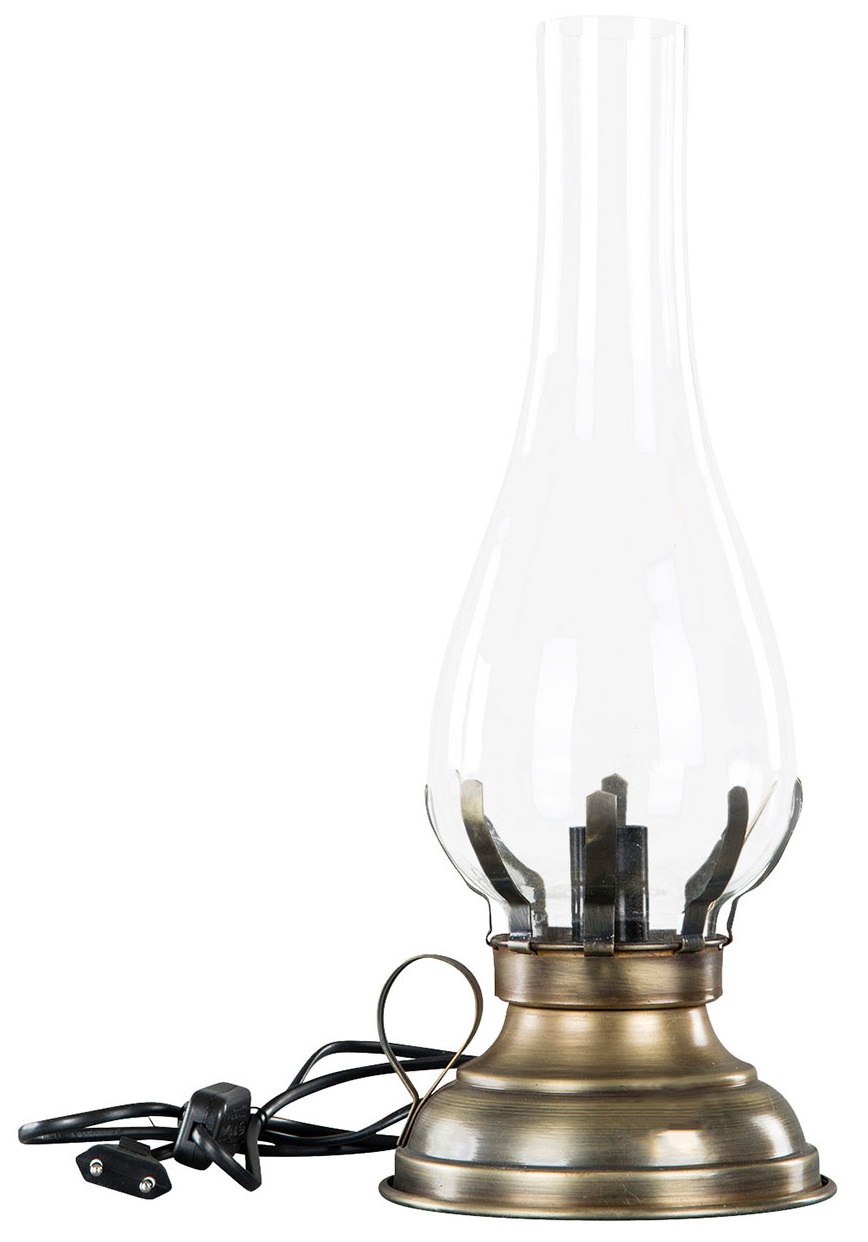 Elektrisk Fotogenlampa - Antikmässing - 2