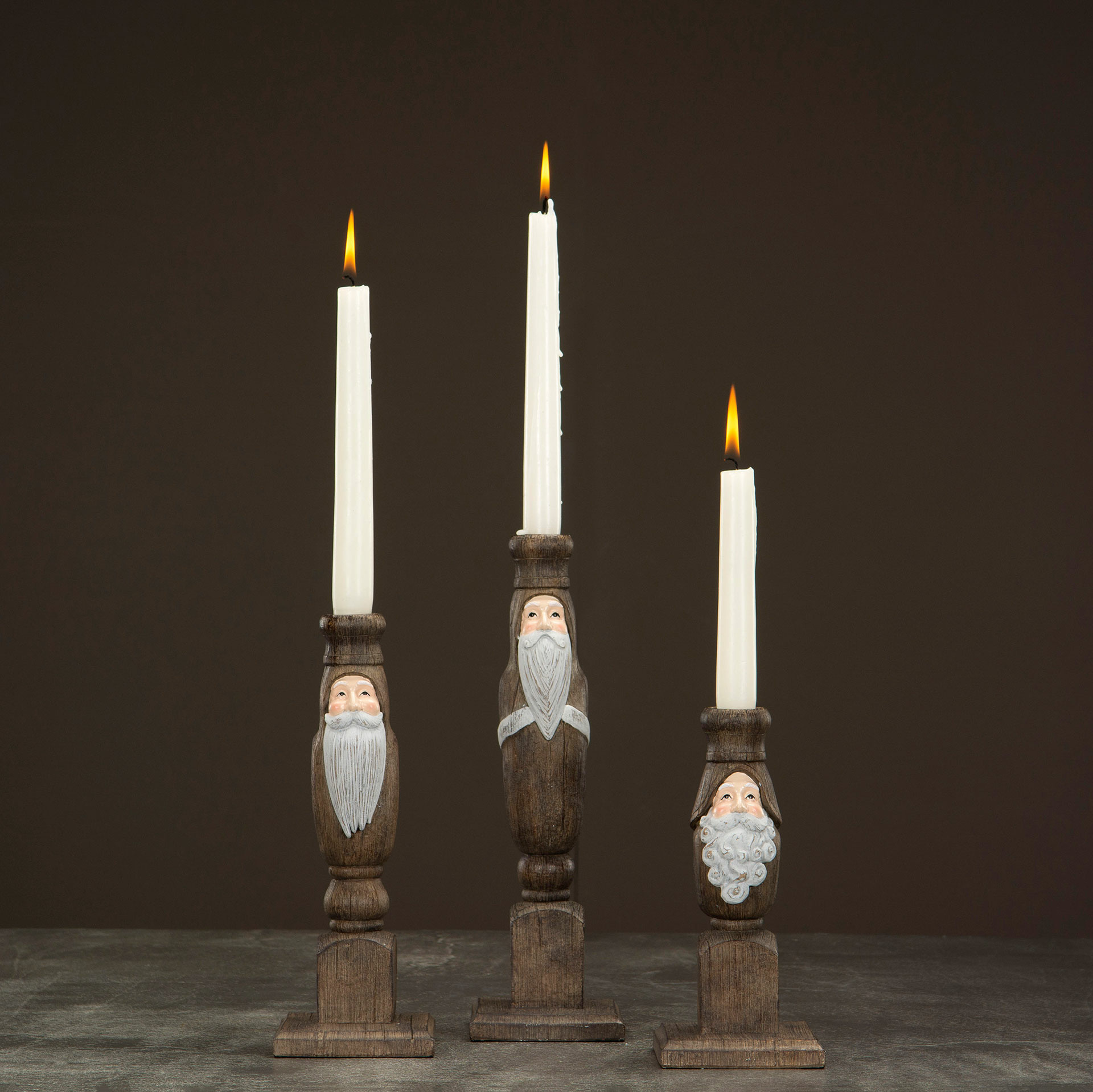 Ljusstake/Tomte Natur Poly Mellan 9x9x25cm - 2