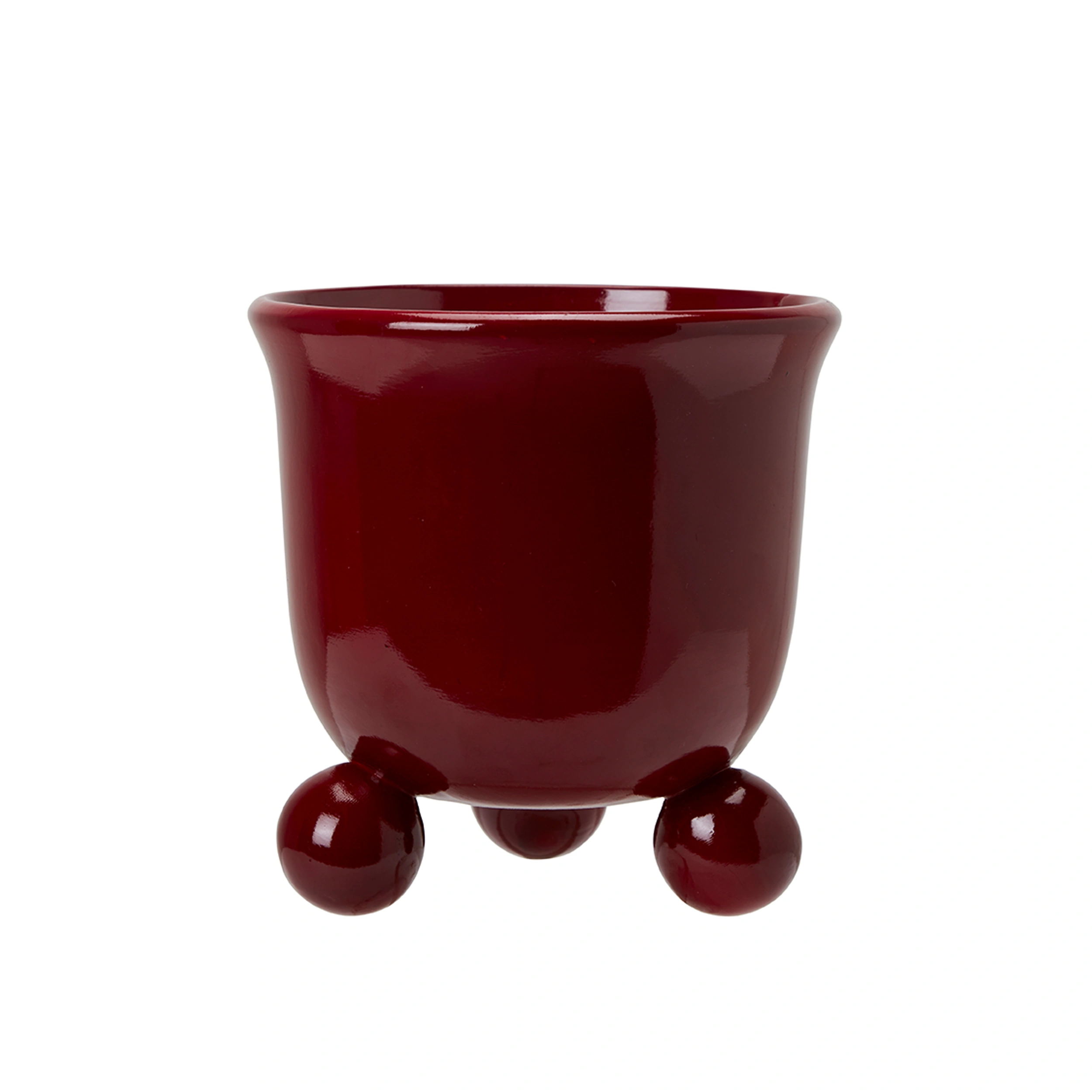 Pot with ball feet - Red - 17x17 cm - 2