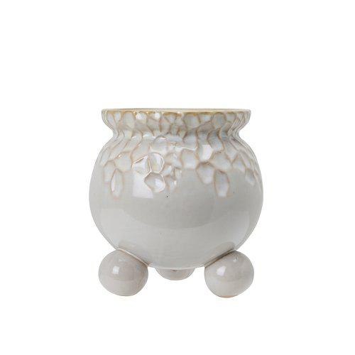 Pot with ball feet - Off-white/Mottled - 15x16 cm - 4
