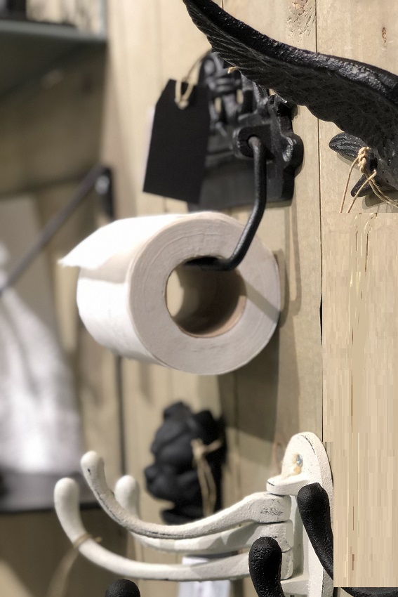 Toilet roll holder/Toilet roll holder in cast iron - Antique black - 2
