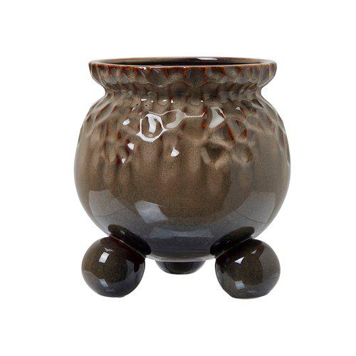 Pot with ball feet - Brown mottled - 20x21 cm - 4
