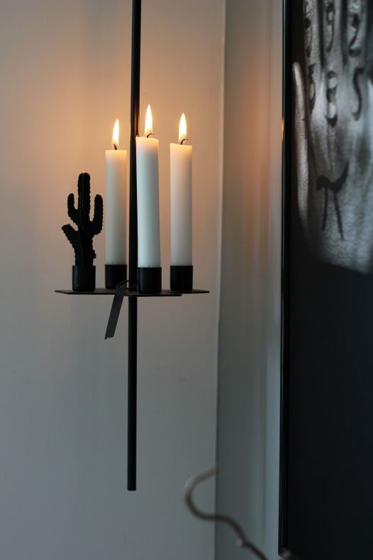Candle holder - Hanging candlestick - 4 candles - Black - 80 cm - 4