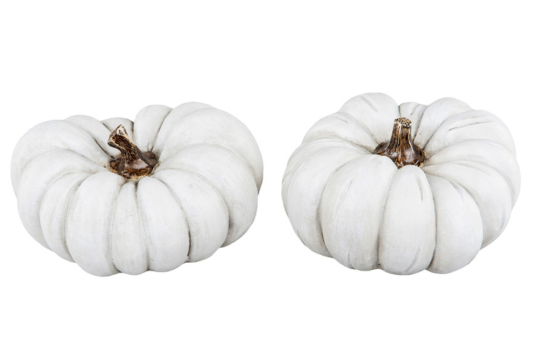 LARGE ROUND ANTIQUE WHITE PUMPKIN - 20x17 CM - 4