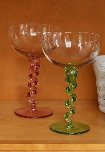Coupé glass - Cocktail glass - Spiral - Glass Coupé - Pink - 2-pack - 3