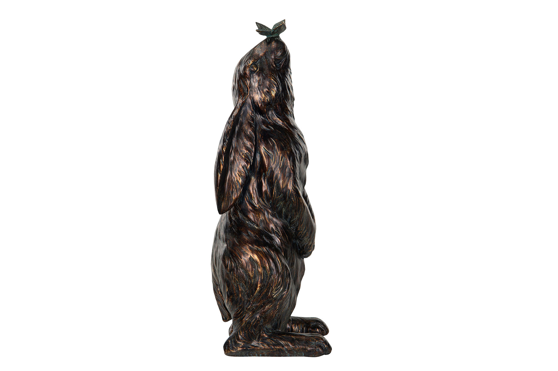 Hare with butterfly - Statue - 11.5x10.5x32 cm - 5