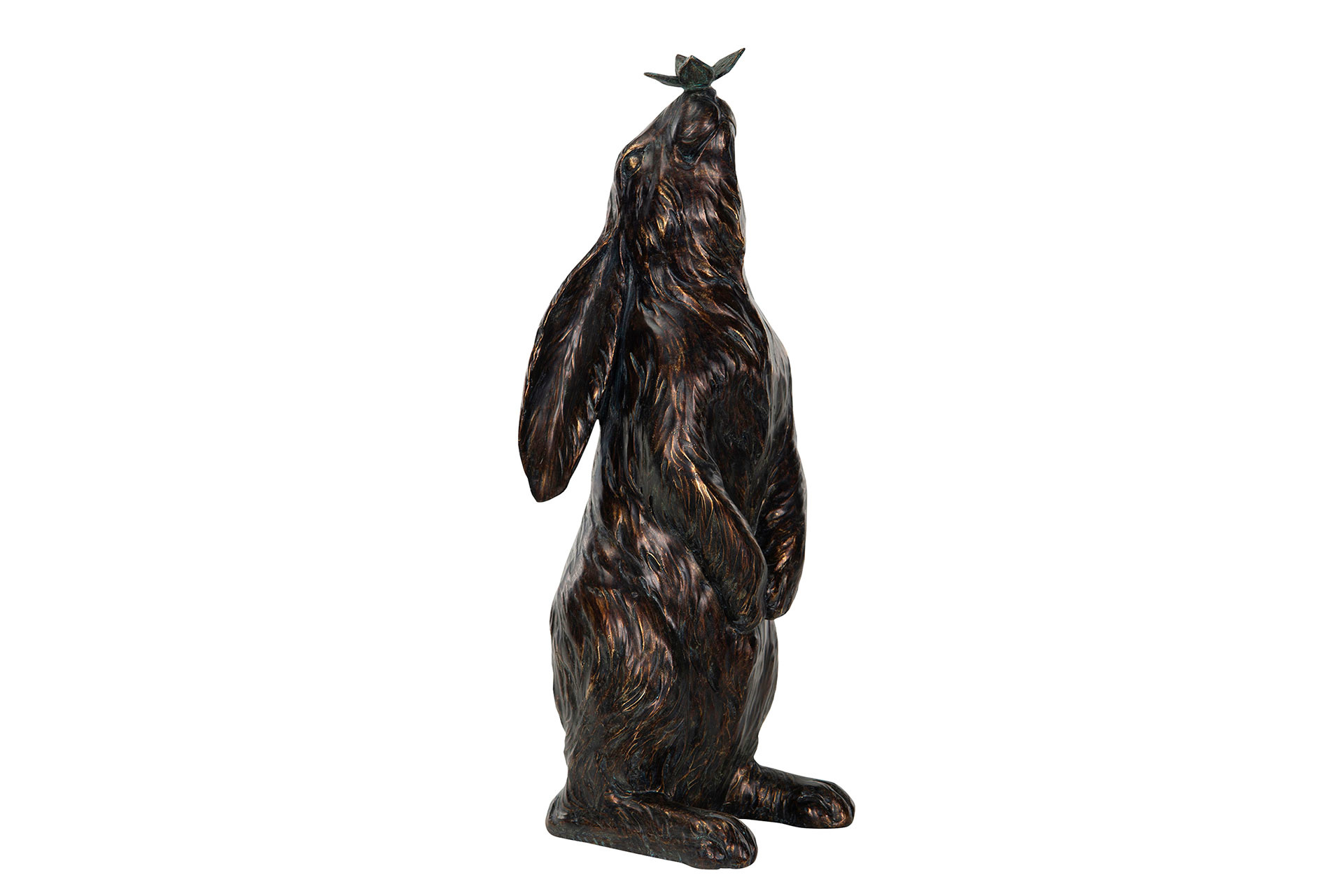 Hare with butterfly - Statue - 11.5x10.5x32 cm - 4