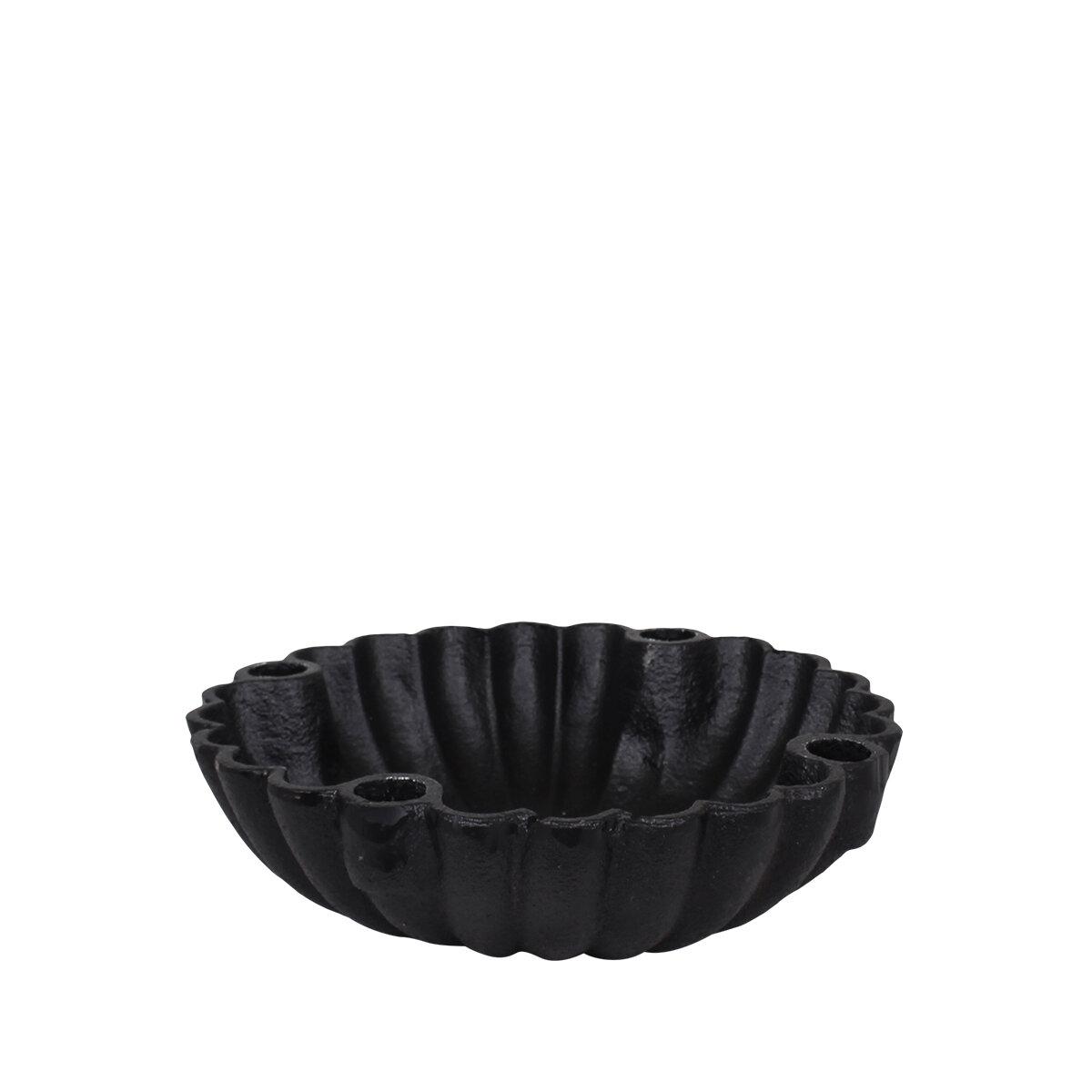 Candlestick - Advent candlestick - Candle bowl - Cast iron - Black - Large - 3