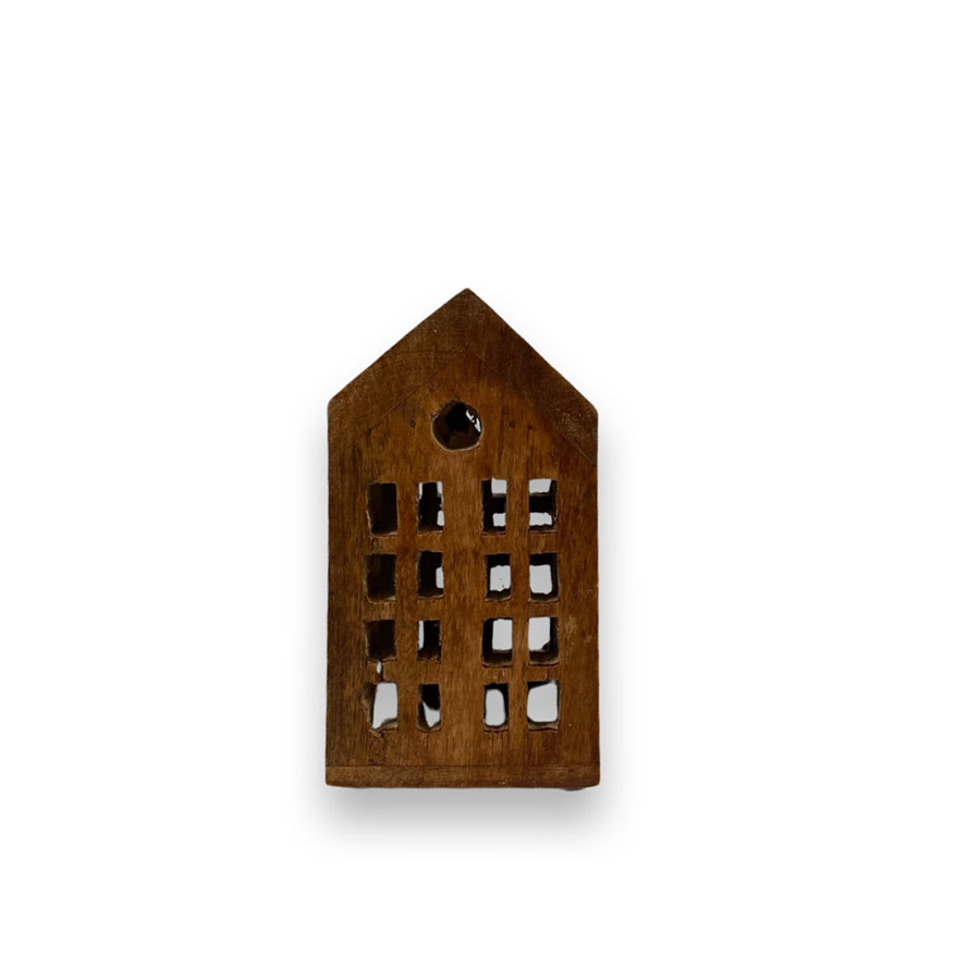 House - Wooden house - Wood - Brown - 17.5x7.5 cm - 2