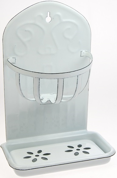Wall-mounted soap dish - Enamel - White - 21.5x15 cm - 2