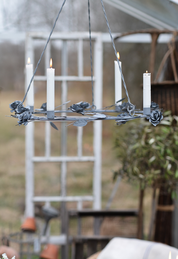 Chandelier - Ceiling chandelier with roses - Antique grey Ø: 54 cm - 12
