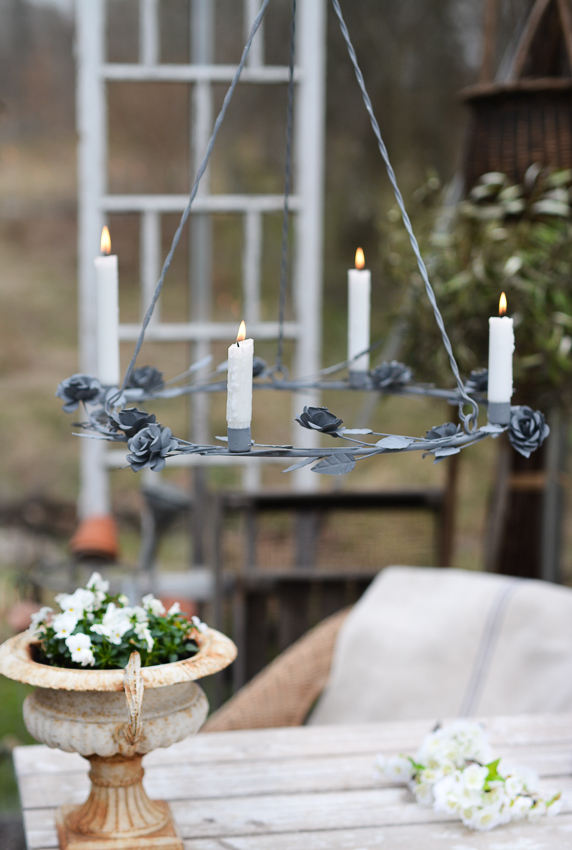 Chandelier - Ceiling chandelier with roses - Antique grey Ø: 54 cm - 2