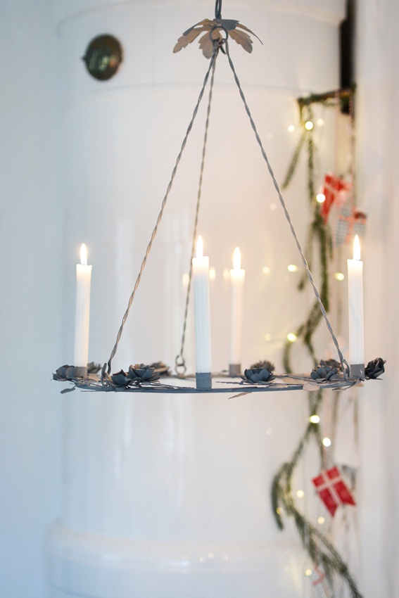 Chandelier - Ceiling chandelier with roses - Antique grey Ø: 54 cm - 16