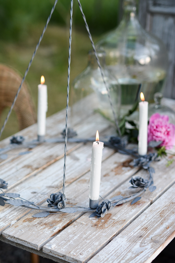 Chandelier - Ceiling chandelier with roses - Antique grey Ø: 54 cm - 11