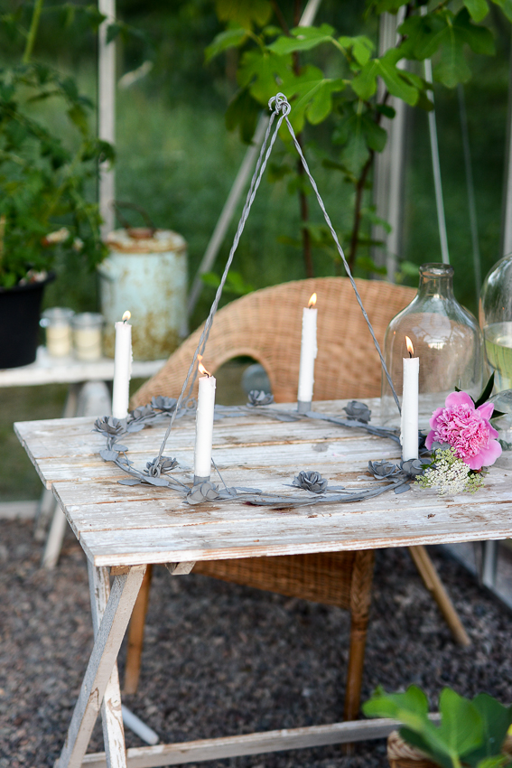 Chandelier - Ceiling chandelier with roses - Antique grey Ø: 54 cm - 4