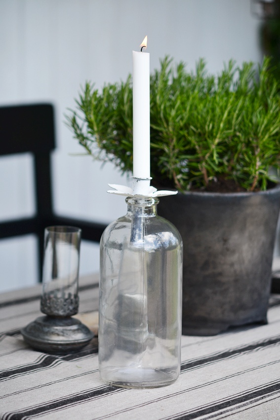 LJUSHÅLLARE TILL FLASKA KRONLJUS - FLORA VIT - 2