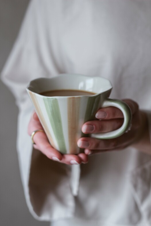Mug - Cup - Teacup - Stripes Brown | Green - Majas Cottage