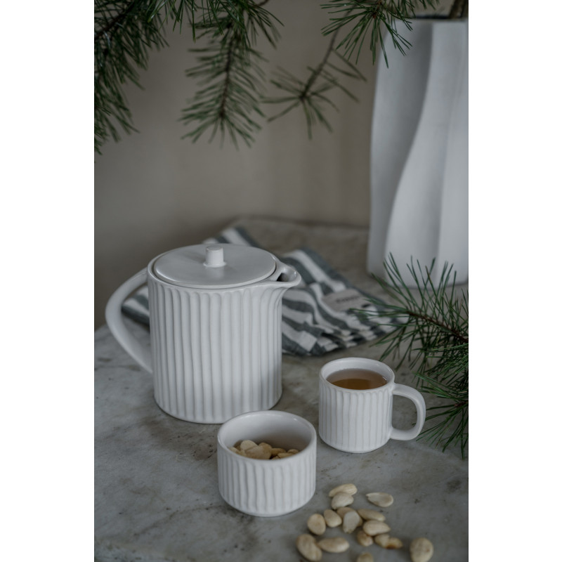 ERNST - Mulled wine jug with warmer - Teapot - Natural white - Stoneware - 3